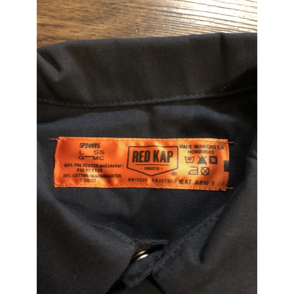 Red Kap Men’s Navy Work Shirt Button Up Large R2 - Picture 4 of 6